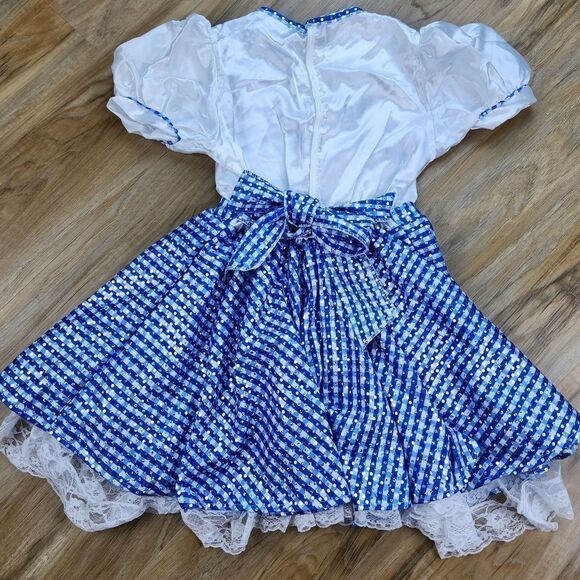 🩵Wizard of Oz Sequin Dorothy Wig & Costume Youth Medium 8-10 - Picture 5 of 15